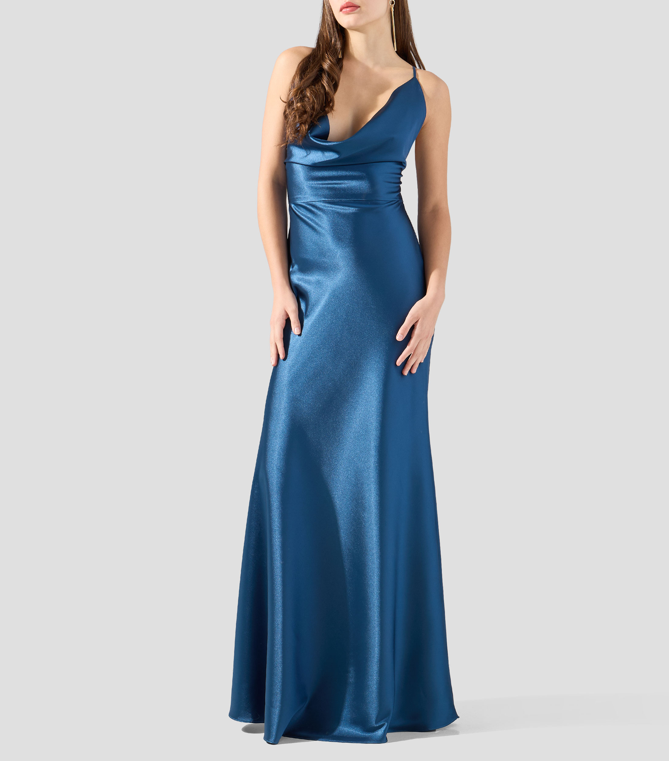 Vestido de Noche largo liso Mujer